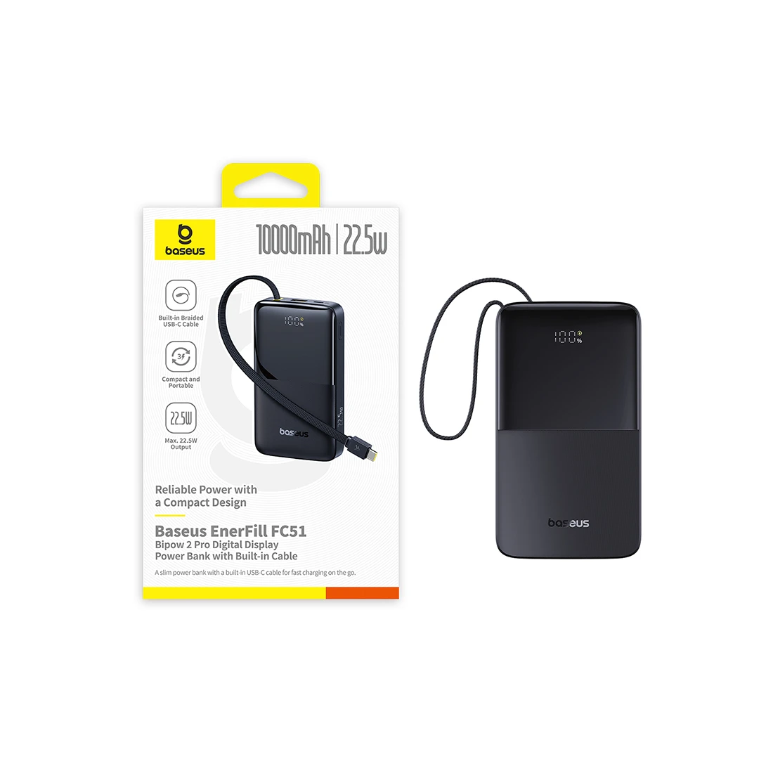 Портативный внешний аккумулятор Baseus EnerFill FC51 Bipow2 10000mAh 22.5W Black (E0027600) E0027600 - фото 3