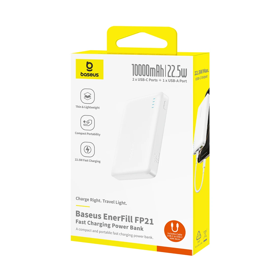 Портативный внешний аккумулятор Baseus EnerFill FP21 10000mAh 22.5W White (P1008210D213-00) P1008210D213-00 - фото 3