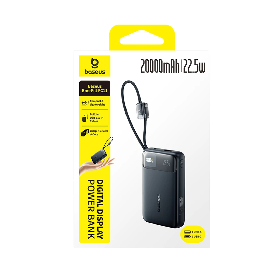 Портативный внешний аккумулятор Baseus EnerFill FC11 20000mAh 22.5W Black (E0027S04) E0027S04