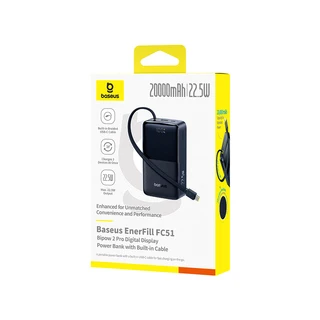 Портативный внешний аккумулятор Baseus EnerFill FC51 Bipow2 Pro 20000mAh 22.5W Black (E0027701) E0027701