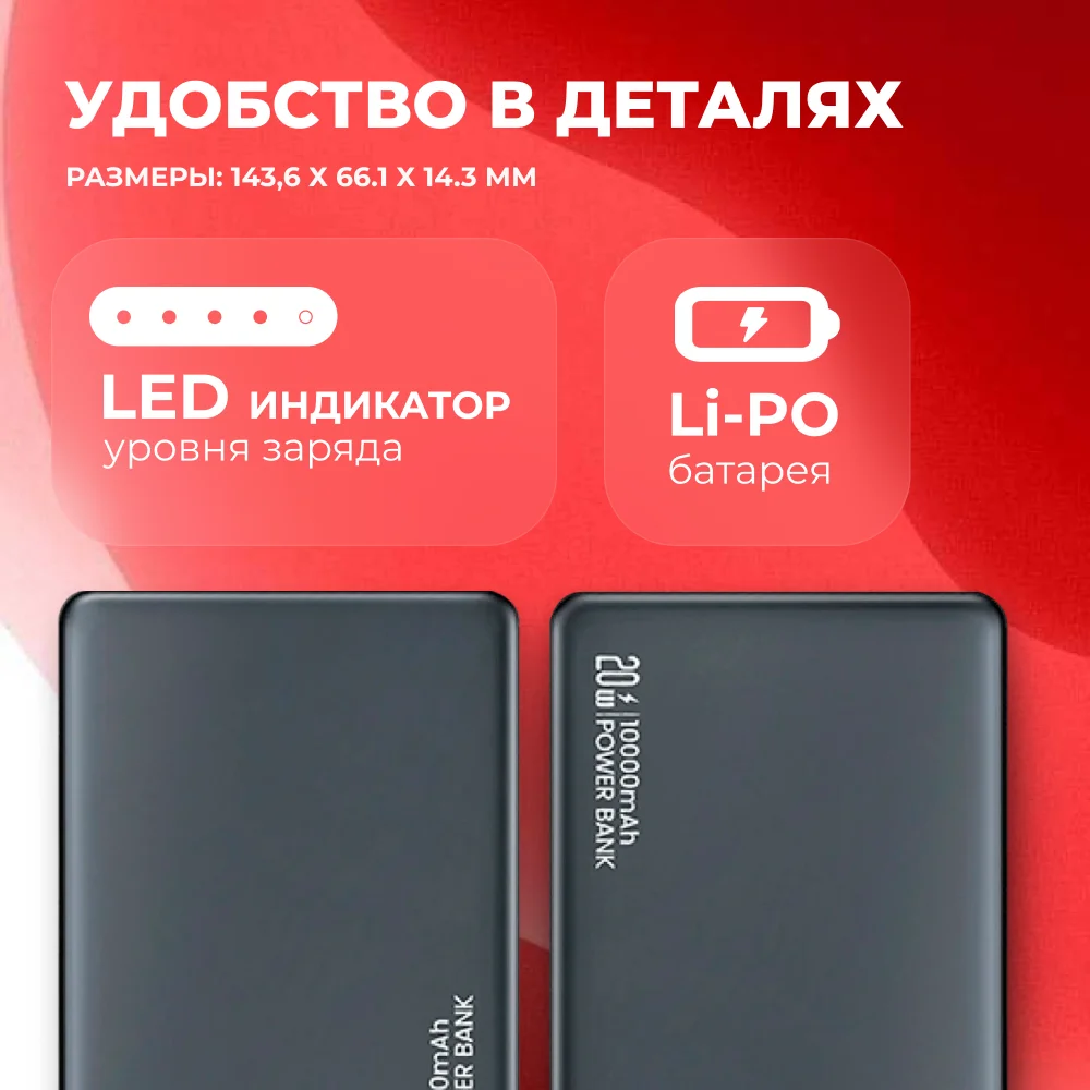 Power Bank Usams CD242 Wireless PD20W 10000mAh 10KCD24201 Black - фото 6