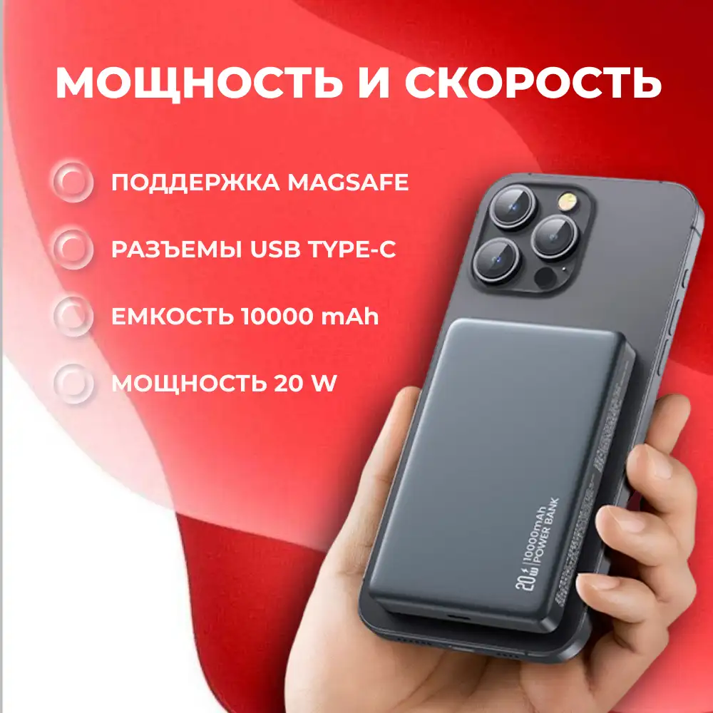 Power Bank Usams CD242 Wireless PD20W 10000mAh 10KCD24201 Black - фото 4