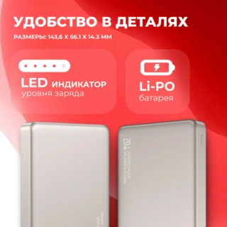Power Bank Usams CD242 Wireless PD20W 10000mAh 10KCD24203 Silver - фото 6