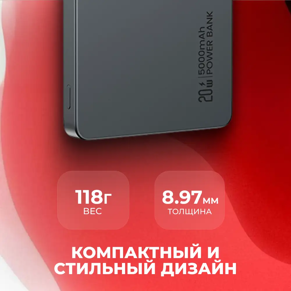 Power Bank Usams CD231 Wireless PD20W 5000mAh 5KCD23101 Black - фото 3