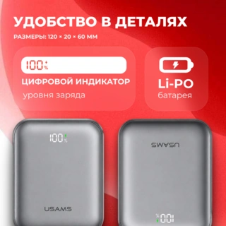 Power Bank Usams CD258 PB86 20W 10000mAh Black 10KCD25801 - фото 6