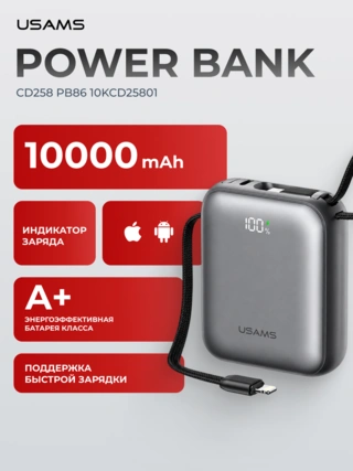 Power Bank Usams CD258 PB86 20W 10000mAh Black 10KCD25801 - фото 2