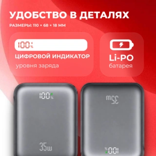 Power Bank Usams CD261 PB86 35W 10000mAh 10KCD26101 Black - фото 6