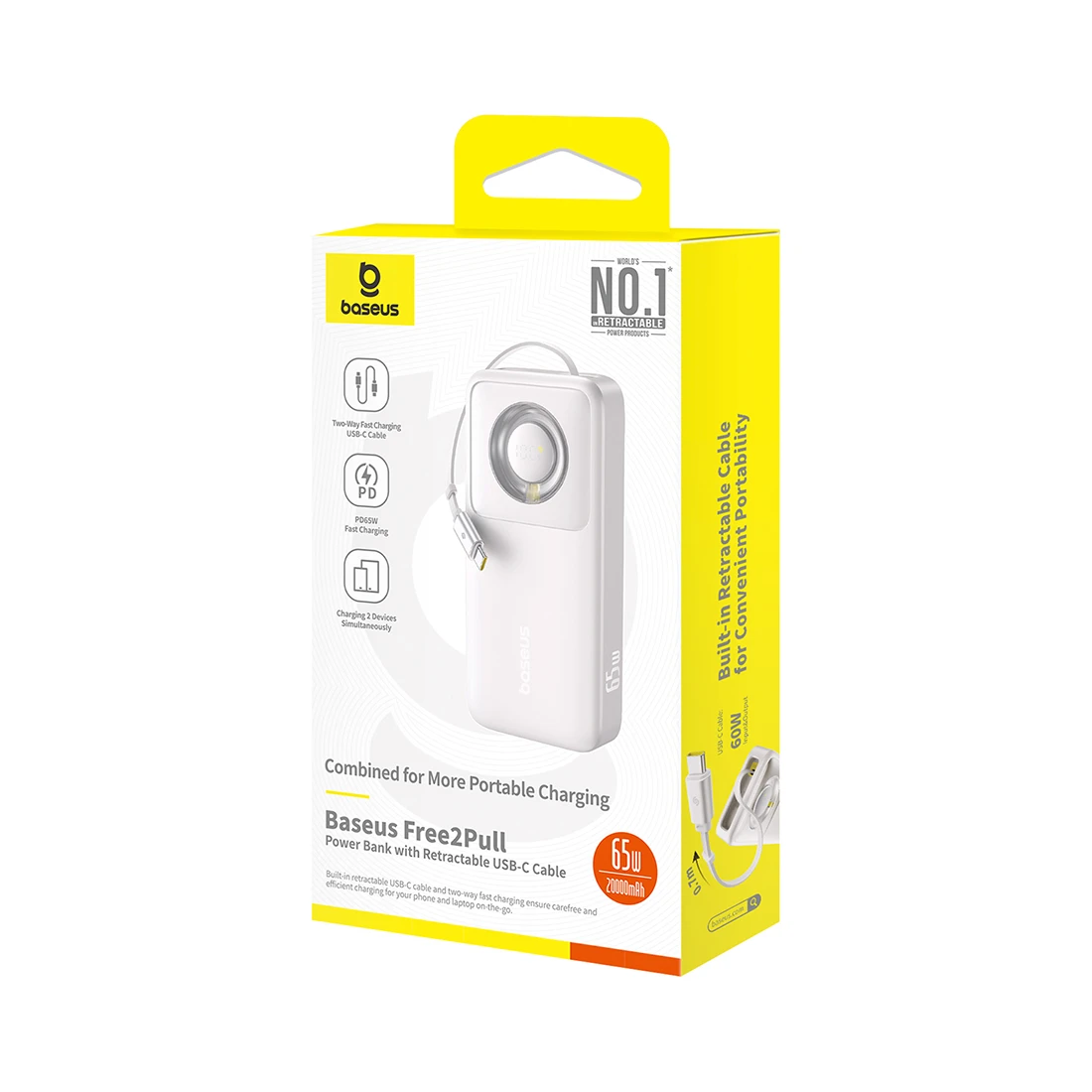 Портативный внешний аккумулятор Baseus Free2Pull 20000mAh 65W Gray (P10073700843-00) P10073700843-00