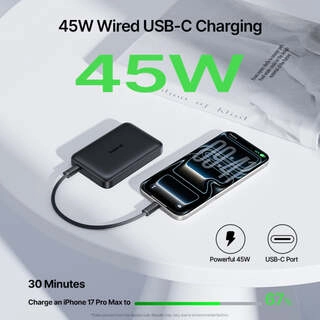 Портативный внешний аккумулятор Baseus FM21 Mini Qi2.2 10000mAh 45W Magnetic Cosmic Black E0031800 - фото 5