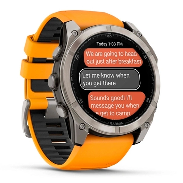 Смарт часы Garmin Fenix 8 51mm (010-02905-11) Sapphire Titanium with Spark Orange Silicone Band - фото 2