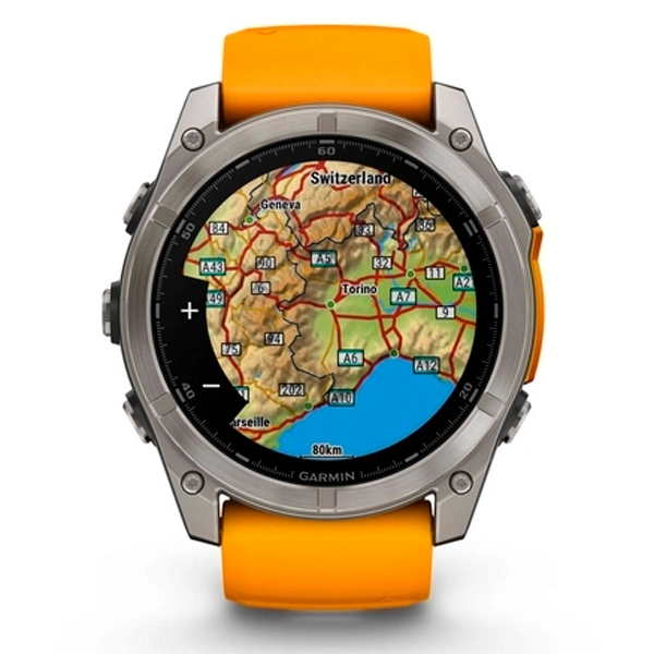 Смарт часы Garmin Fenix 8 51mm (010-02905-11) Sapphire Titanium with Spark Orange Silicone Band - фото 6