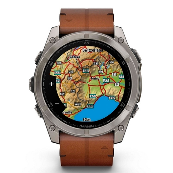 Смарт часы Garmin Fenix 8 51mm (010-02905-40) Sapphire Bare Titanium Black with Chestnut Leather Band 