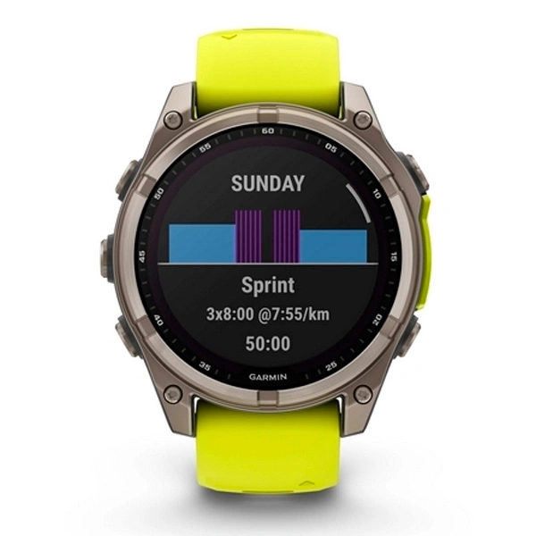 Смарт часы Garmin Fenix 8 47mm (010-02906-21) Sapphire Titanium with Amp Yellow Silicone Band - фото 4
