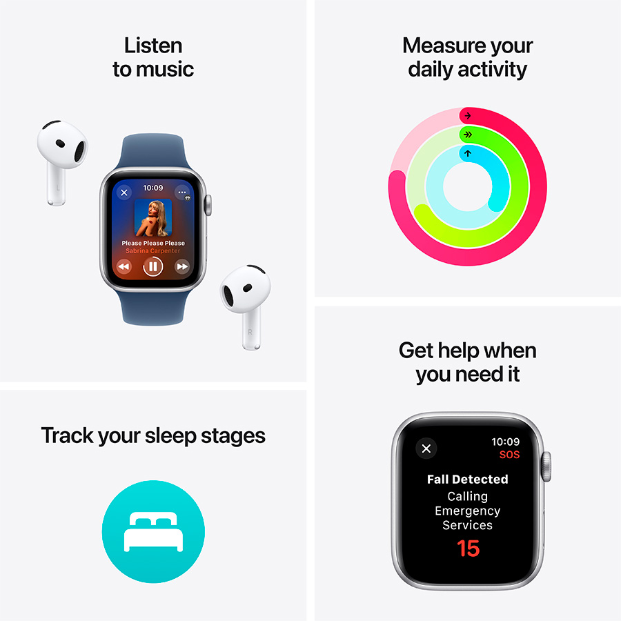 Смарт-часы Apple Watch SE GPS 44mm Starlight Al Case with Starlight Sport Band - S/M (MXEU3QI/A) - фото 3