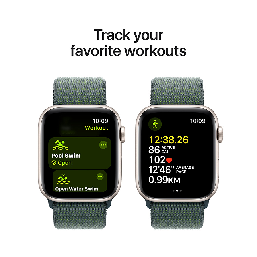 Смарт-часы Apple Watch SE GPS 44mm Starlight Al Case with Lake Green Sport Loop (MXEW3QI/A) - фото 6
