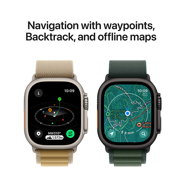 Смарт-часы Apple Watch Ultra 2 GPS + Cellular 49mm Black Titanium Case with Dark Green Alpine Loop - Small (MX4Q3GK/A) - фото 6