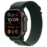 Apple смарт-сағаты Watch Ultra 2 GPS + Cellular 49mm Black Titanium Case with Dark Green Alpine Loop - Medium (MX4R3GK/A)