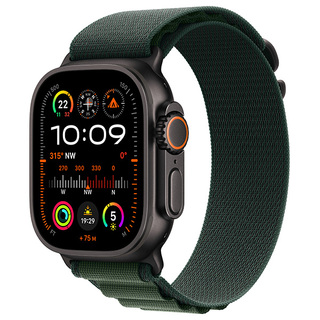 Apple смарт-сағаты Watch Ultra 2 GPS + Cellular 49mm Black Titanium Case with Dark Green Alpine Loop - Medium (MX4R3GK/A)