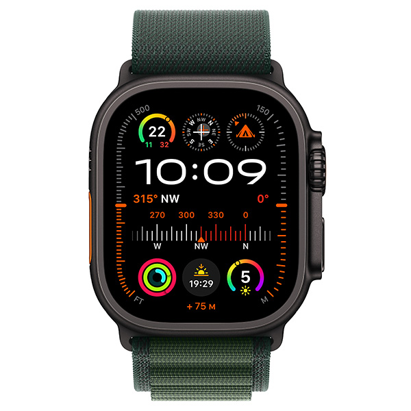Смарт-часы Apple Watch Ultra 2 GPS + Cellular 49mm Black Titanium Case with Dark Green Alpine Loop - Medium (MX4R3GK/A) - фото 2