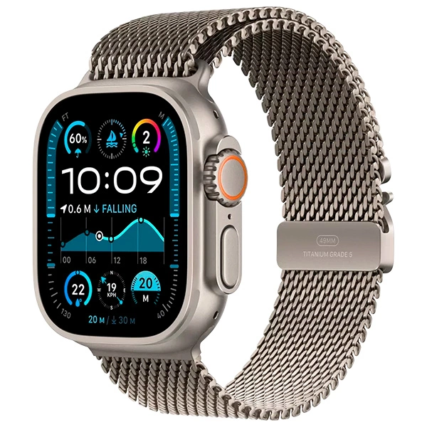 Смарт-часы Apple Watch Ultra 2 GPS + Cellular 49mm Natural Titanium Case with Natural Titanium Milanese Loop - M (MX5R3GK/A)