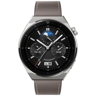 Смарт-часы Huawei Watch GT 3 Pro 46mm Light Titanium Case Gray Leather Strap 