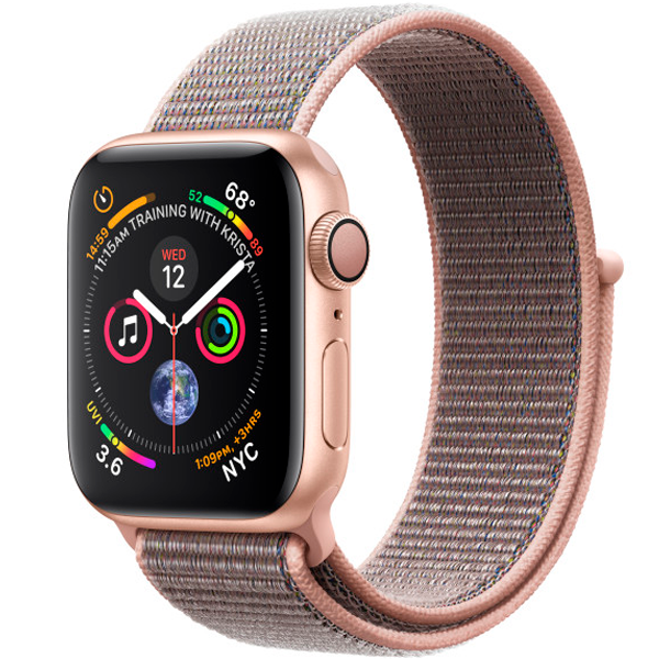 Apple смарт сағаты Watch Series 4 Gold, "қызғылт құм" түсті спорттық бау (MU692)