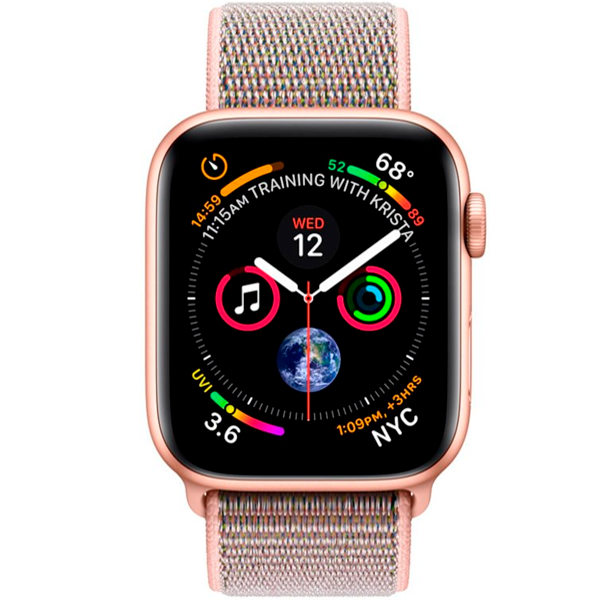 Apple смарт сағаты Watch Series 4 Gold, "қызғылт құм" түсті спорттық бау (MU692)