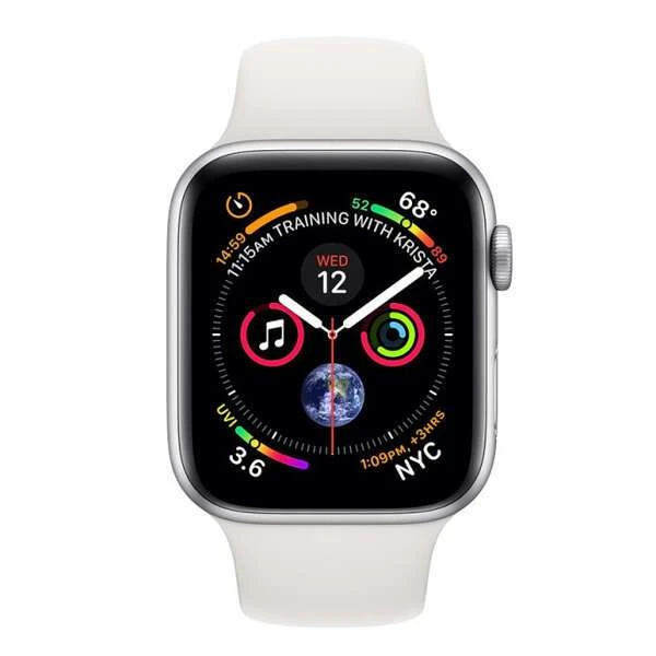 Смарт-часы Apple Watch Series 4 44mm Silver, спортивный ремешок белого цвета (MU6A2) - фото 3