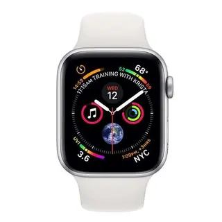 Смарт-часы Apple Watch Series 4 44mm Silver, спортивный ремешок белого цвета (MU6A2)