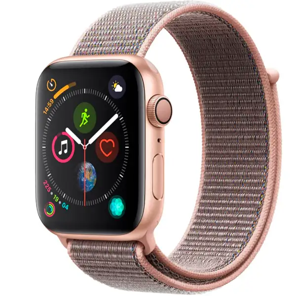 Смарт-часы Apple Watch Series 4 44mm Gold, спортивный браслет цвета «розовый песок» (MU6G2)