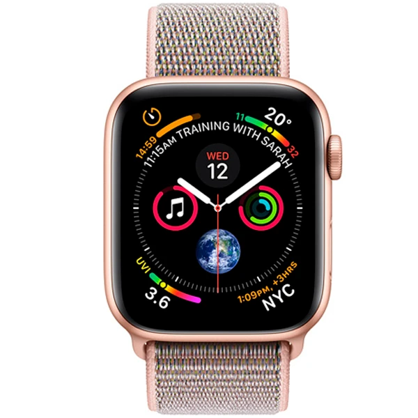 Смарт-часы Apple Watch Series 4 44mm Gold, спортивный браслет цвета «розовый песок» (MU6G2) - фото 2