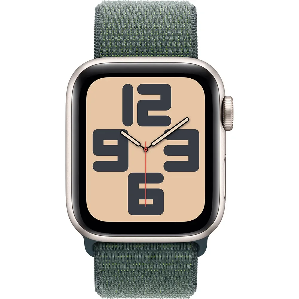 Смарт-часы Apple Watch SE GPS Gen.2 2024 MXEH3QI/A Starlight Aluminium Case with Lake Green Sport Loop 40mm золотистый-зеленый  - фото 2