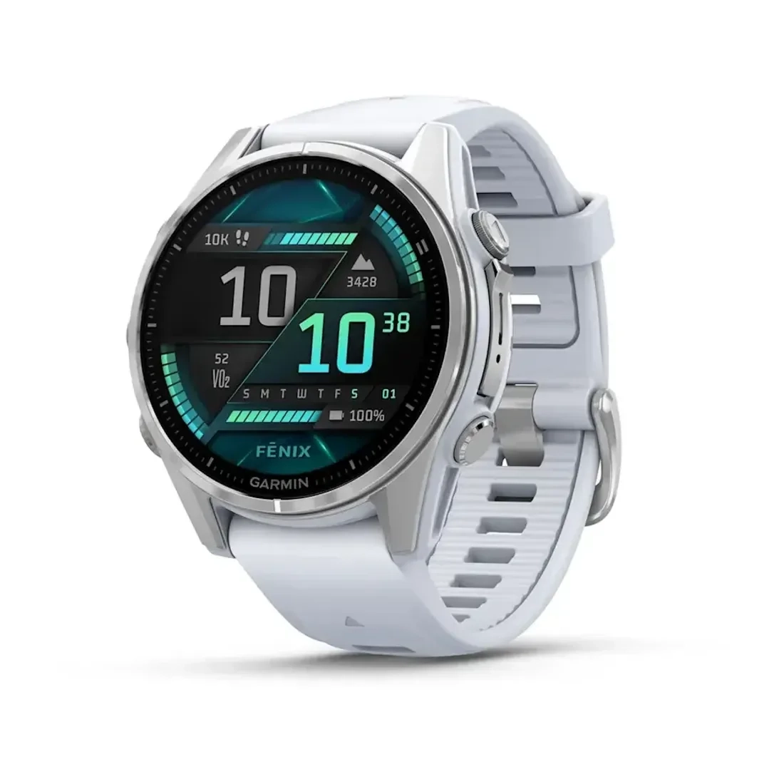 Смарт-часы Garmin Fenix 8S 010-02903-00 43mm Silver with Whitestone Silicone Band 
