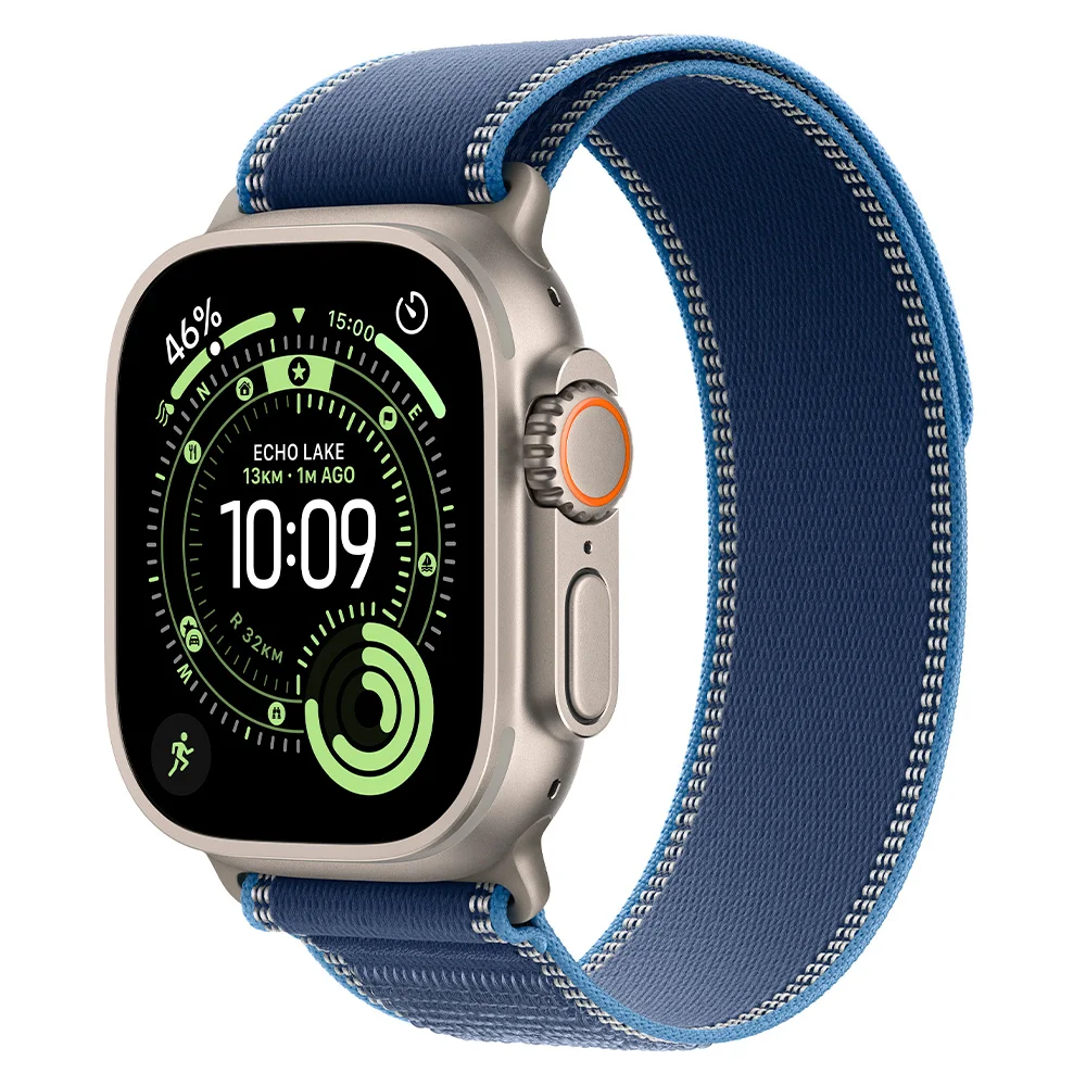 Apple смарт-сағаты Watch Ultra 3 GPS + Cellular 49mm Natural Titanium Case with Blue/Bright Blue Trail Loop - S/M