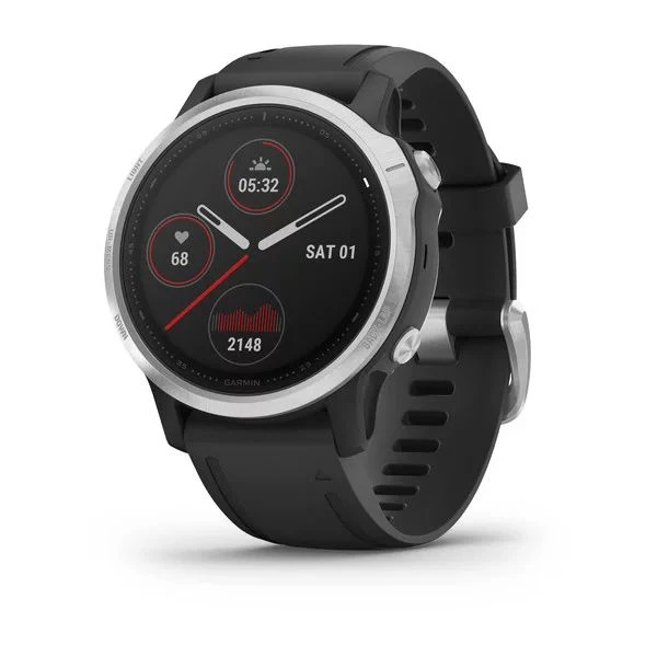 Смарт-часы Garmin Fenix 6s серебристый с черным ремешком