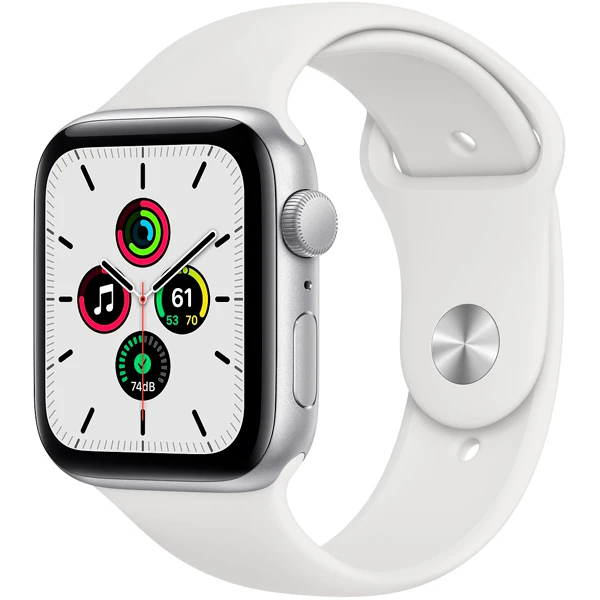 Apple Watch смарт сағаты SE 44mm Silver Aluminium White Band MYDQ2