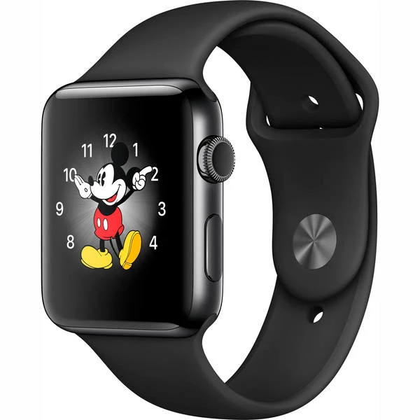 Смарт-часы Apple Watch Series 2 42mm Space Black, спортивный ремешок черного цвета (MP4A2GKA)