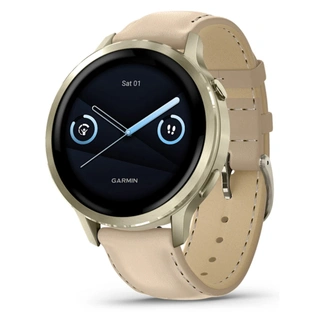 Смарт часы Garmin Venu 4S золотистый+кожа 010-03013-03