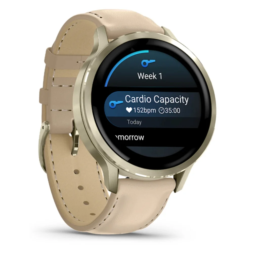 Смарт часы Garmin Venu 4S золотистый+кожа 010-03013-03 - фото 3
