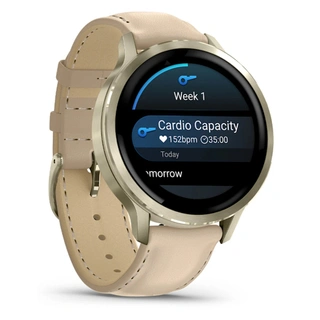 Смарт часы Garmin Venu 4S золотистый+кожа 010-03013-03 - фото 3
