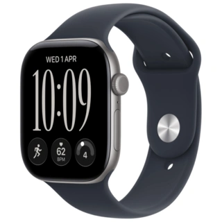 Смарт часы Apple Watch Series 12 GPS, 46mm, Space Grey, Alu Case, Navy Blue Sport Band, M/L (MJEJ4RK/A)