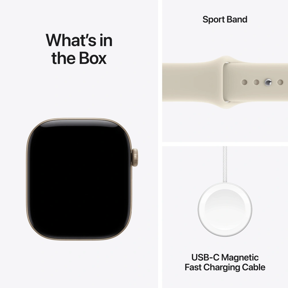 Смарт часы Apple Watch Series 12 GPS, 46mm, Light Gold, Alu Case, Sand Sport Band, M/L (MJEP4RK/A) - фото 7