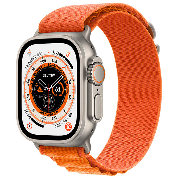 Apple смарт сағаты Watch Ultra GPS + Cellular 49mm Titanium Case with Orange Alpine Loop -Small MNHH3GK/A