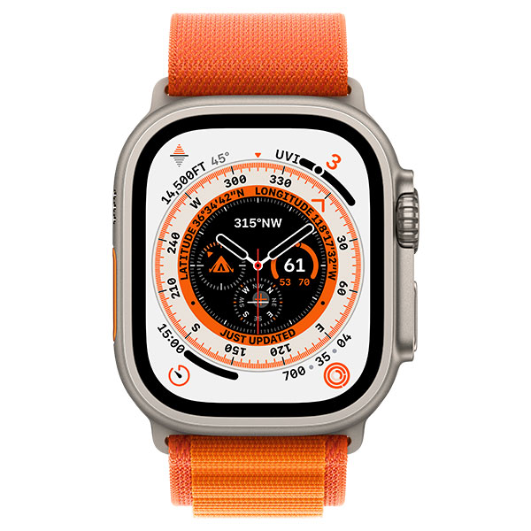 Apple смарт сағаты Watch Ultra GPS + Cellular 49mm Titanium Case with Orange Alpine Loop -Small MNHH3GK/A