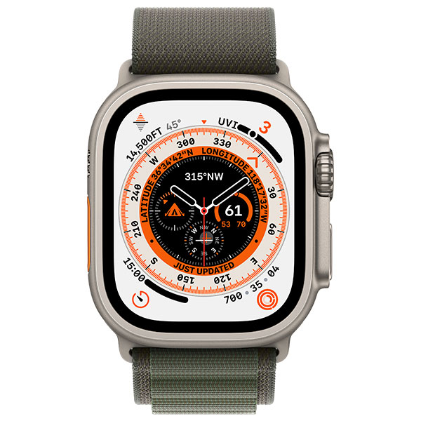 Смарт часы Apple Watch Ultra GPS + Cellular 49mm Titanium Case with Green Alpine Loop -Small MNHJ3GK/A