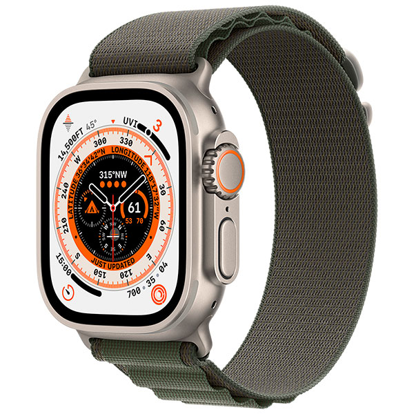 Смарт-часы Apple Watch Ultra GPS + Cellular 49mm Titanium Case with Green Alpine Loop - Medium MQFN3GK/A