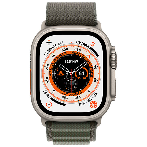 Смарт-часы Apple Watch Ultra GPS + Cellular 49mm Titanium Case with Green Alpine Loop - Medium MQFN3GK/A