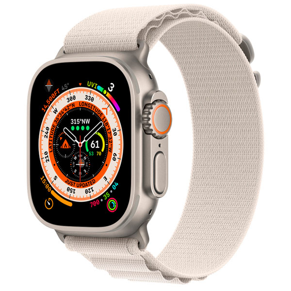 Смарт-часы Apple Watch Ultra GPS + Cellular 49mm Titanium Case with Starlight Alpine Loop - Small MQFQ3GK/A