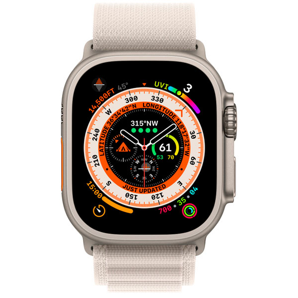 Смарт-часы Apple Watch Ultra GPS + Cellular 49mm Titanium Case with Starlight Alpine Loop - Medium MQFR3GK/A