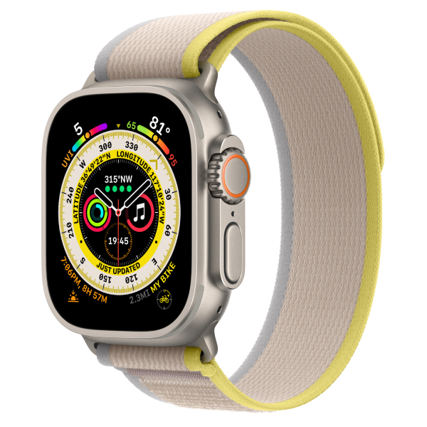 Смарт-часы Apple Watch Ultra GPS + Cellular 49mm Titanium Case with Yellow/Beige Trail Loop -M/L MQFU3GK/A